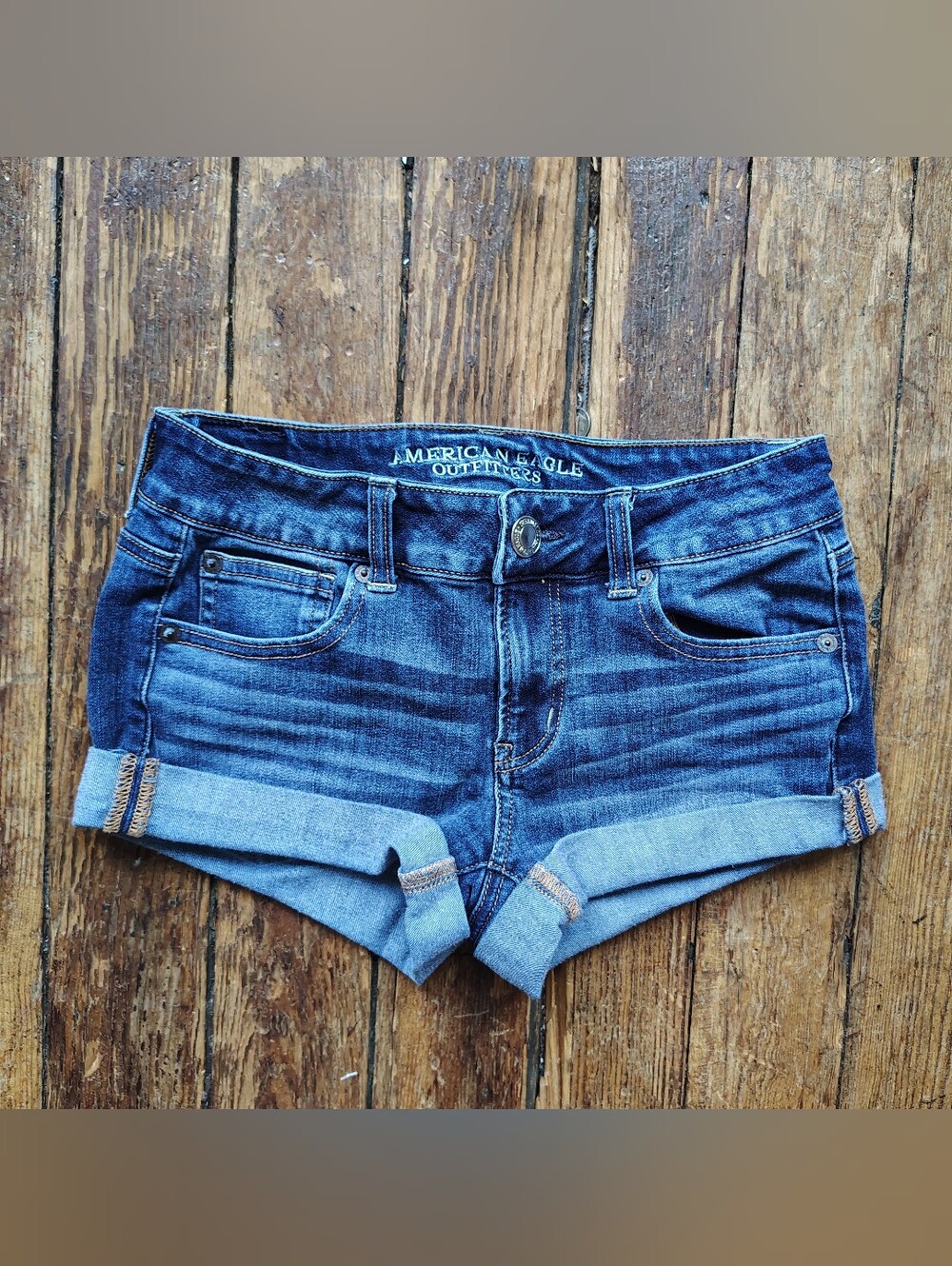 American Eagle Micro Mini Jean Denim Short Shorts Low Rise Y2K Style Sz 2 / 26"